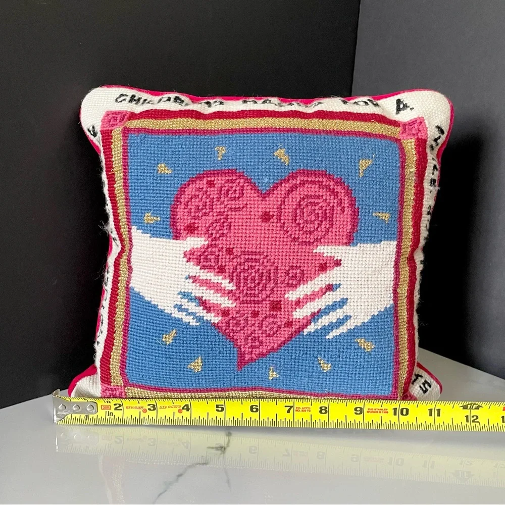 "A Mother Holds Her Children's Hands" Needlepoint Pillow - Picture 8 of 12